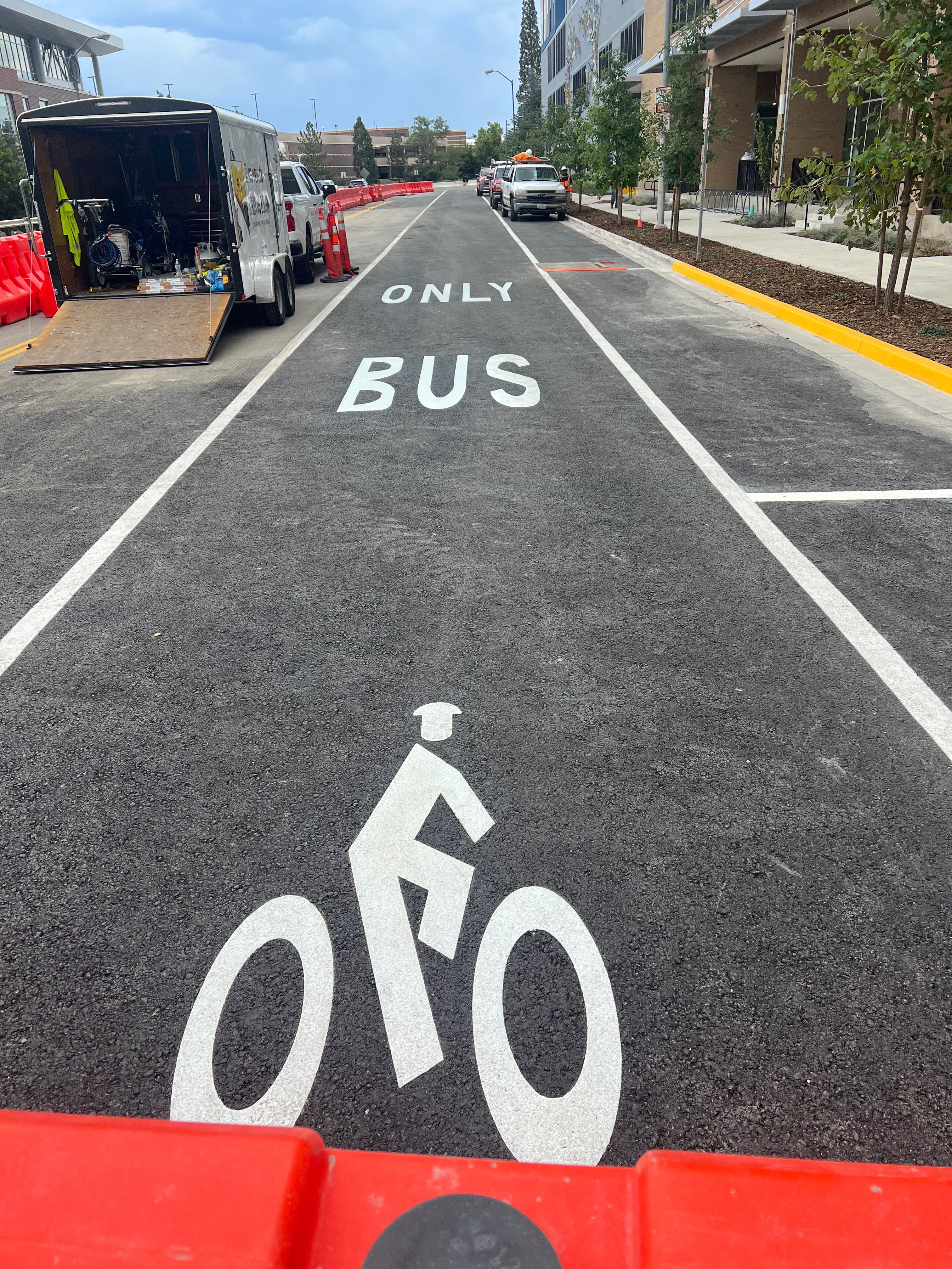 Thermoplastic Bus Only Marking and Bike Marking